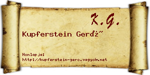 Kupferstein Gerő névjegykártya